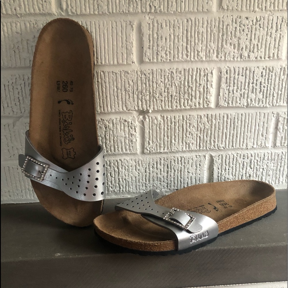 Birki’s Birkenstock Silver sandal.  Size 9